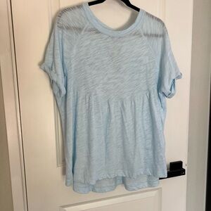 American Eagle Outfitters Light Blue Keyhole Back High Low Oversized Top